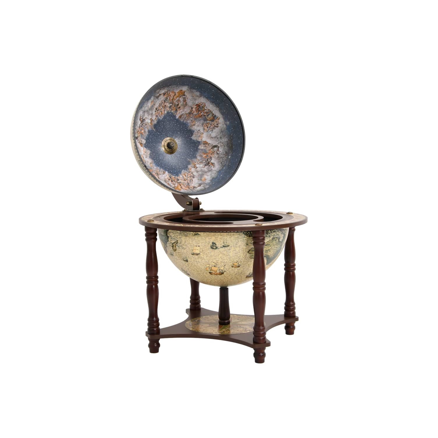 VidaXL – Support à vin Globe Bar en bois massif brun Eucalyptus