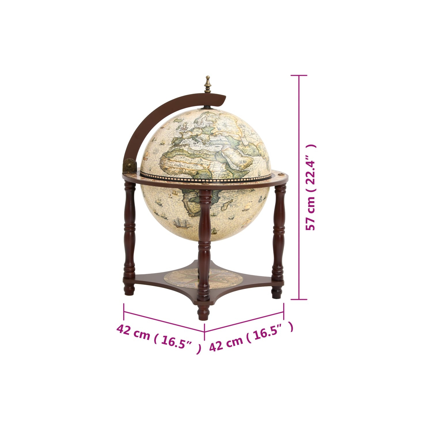 VidaXL – Support à vin Globe Bar en bois massif brun Eucalyptus