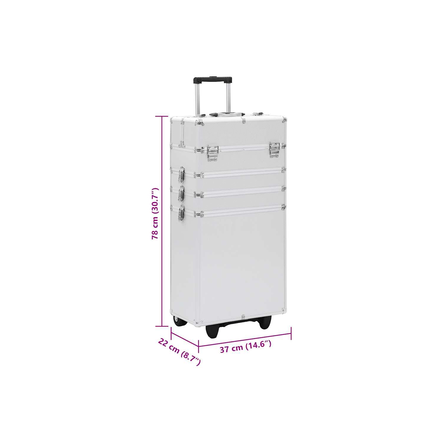 Chariot à maquillage vidaXL Aluminium Argent