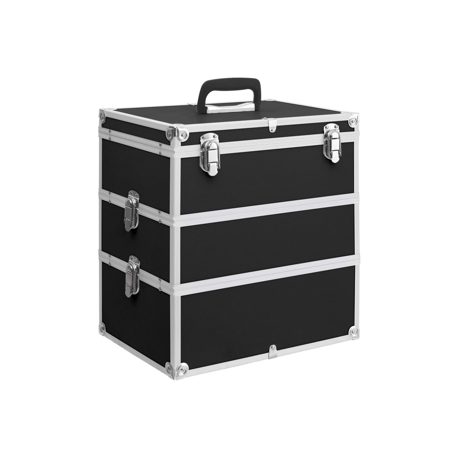 vidaXL Make-up Case 37x24x40 cm Black Aluminium