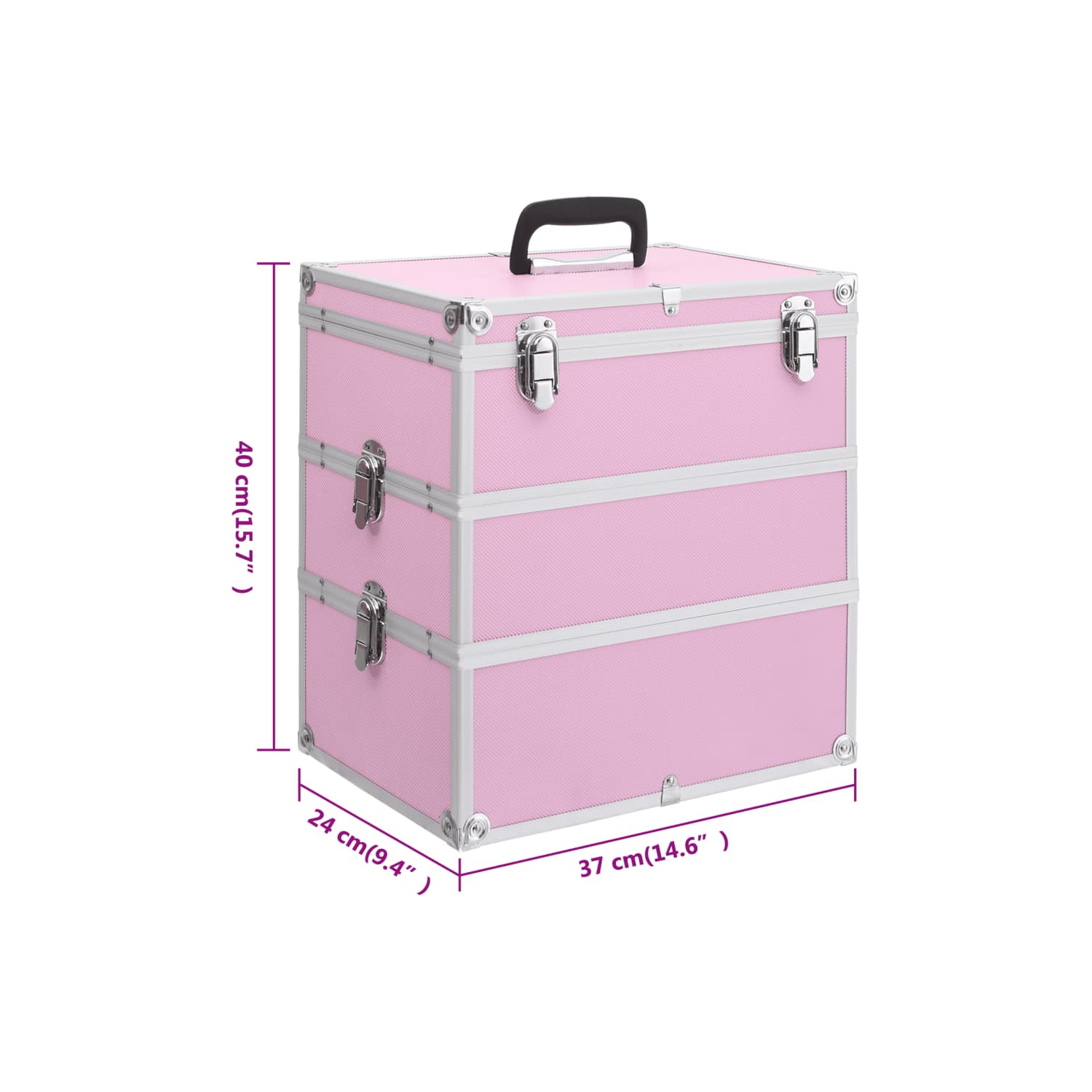 Boîtier à maquillage vidaXL 37 x 24 x 40 cm Aluminium rose