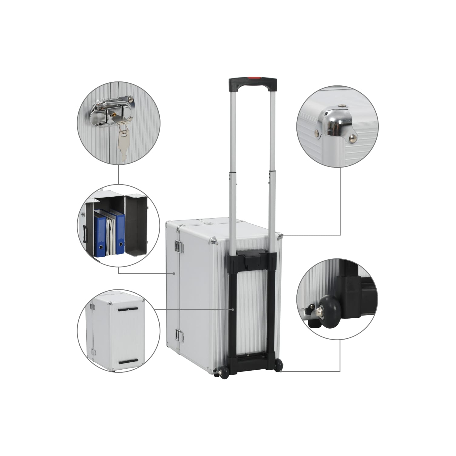 vidaXL Pilot Trolley 47x39x27 cm Silver Aluminium