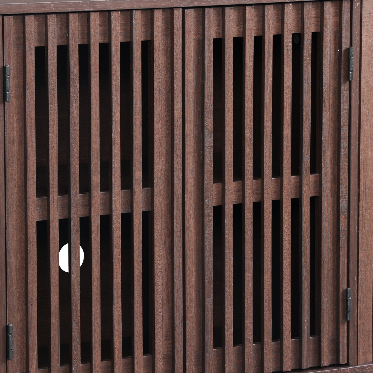 WAMPAT Sideboard Buffet Cabinet with 4 Fluted Doors,64" Wood Accent Storage Cabinet with Curved Design,Credenza for Dining Room, Living Room,