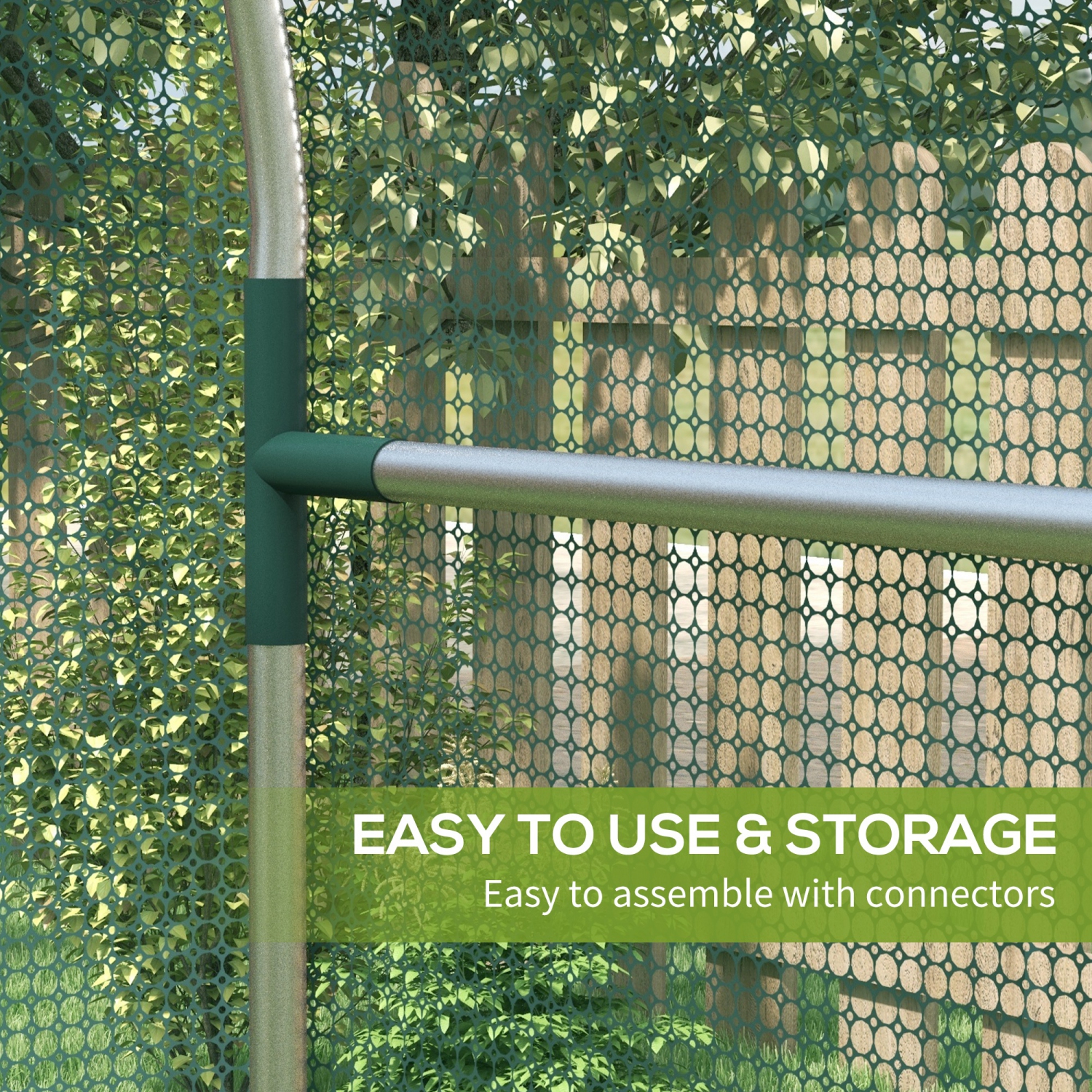 Outsunny 4' x 4' Crop Cage, Plant Protection Tent with Zippered Door and Galvanized Steel Frame, Fruit Cage Netting Cover for Garden, Yard, Lawn,