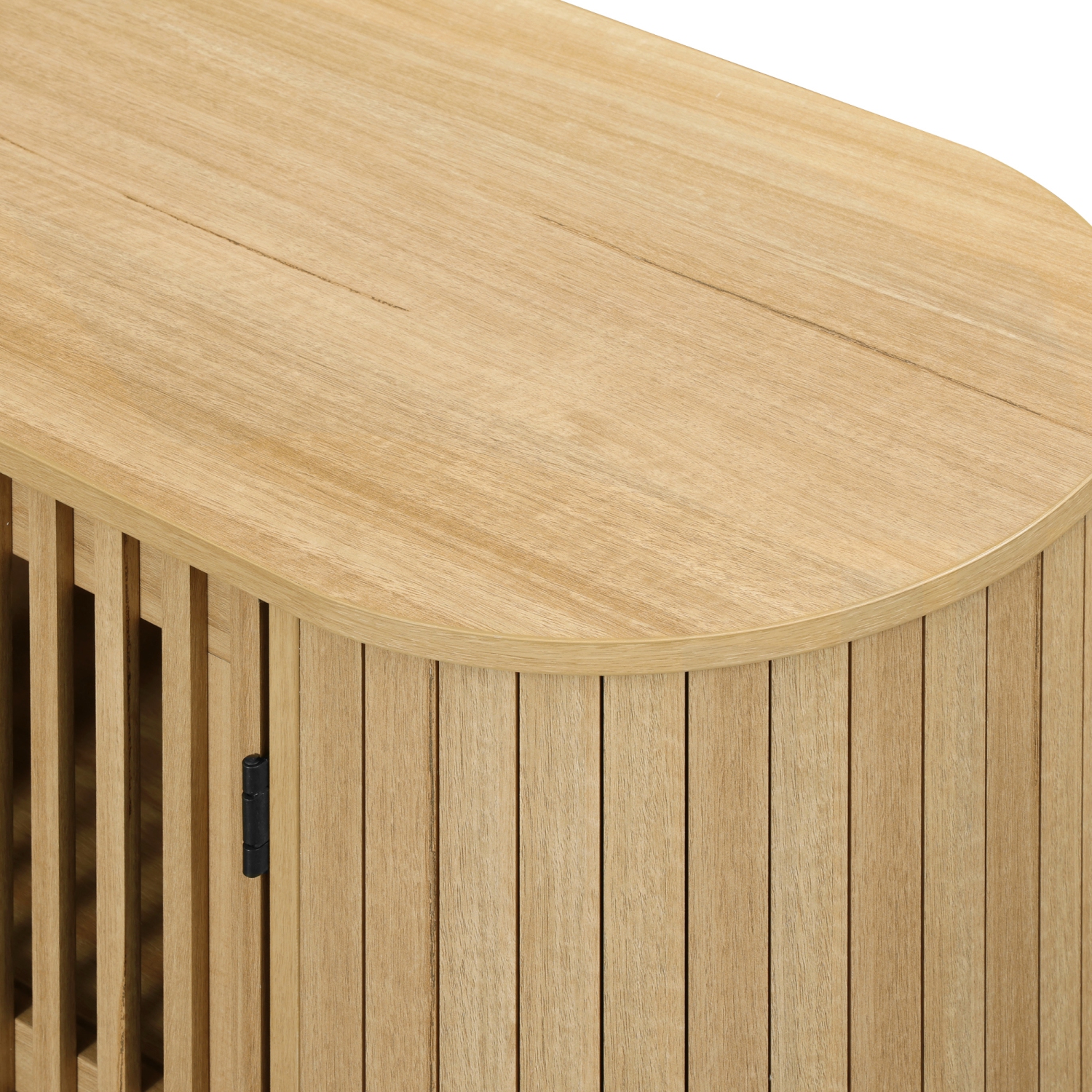 WAMPAT Sideboard Buffet Cabinet with 4 Fluted Doors,64" Wood Accent Storage Cabinet with Curved Design,Credenza for Dining Room,Hallway,Oak