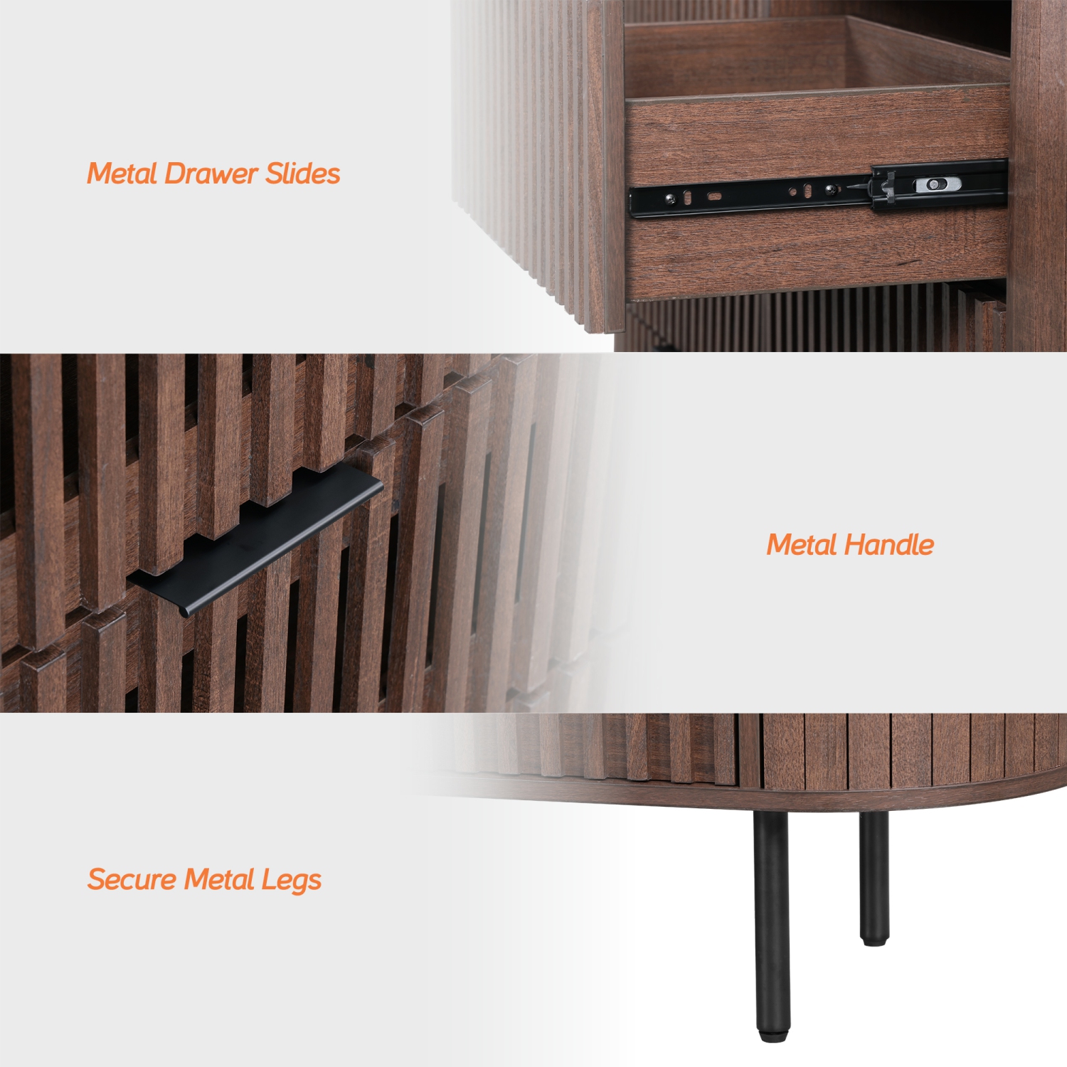 Commode cannelée WAMPAT pour chambre à coucher avec 6 tiroirs, commode moderne à tiroirs avec profil incurvé, range-tout en bois pour chambre, salon,