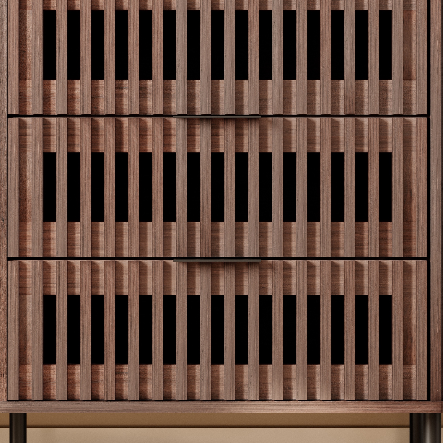 Commode cannelée WAMPAT pour chambre à coucher avec 6 tiroirs, commode moderne à tiroirs avec profil incurvé, range-tout en bois pour chambre, salon,