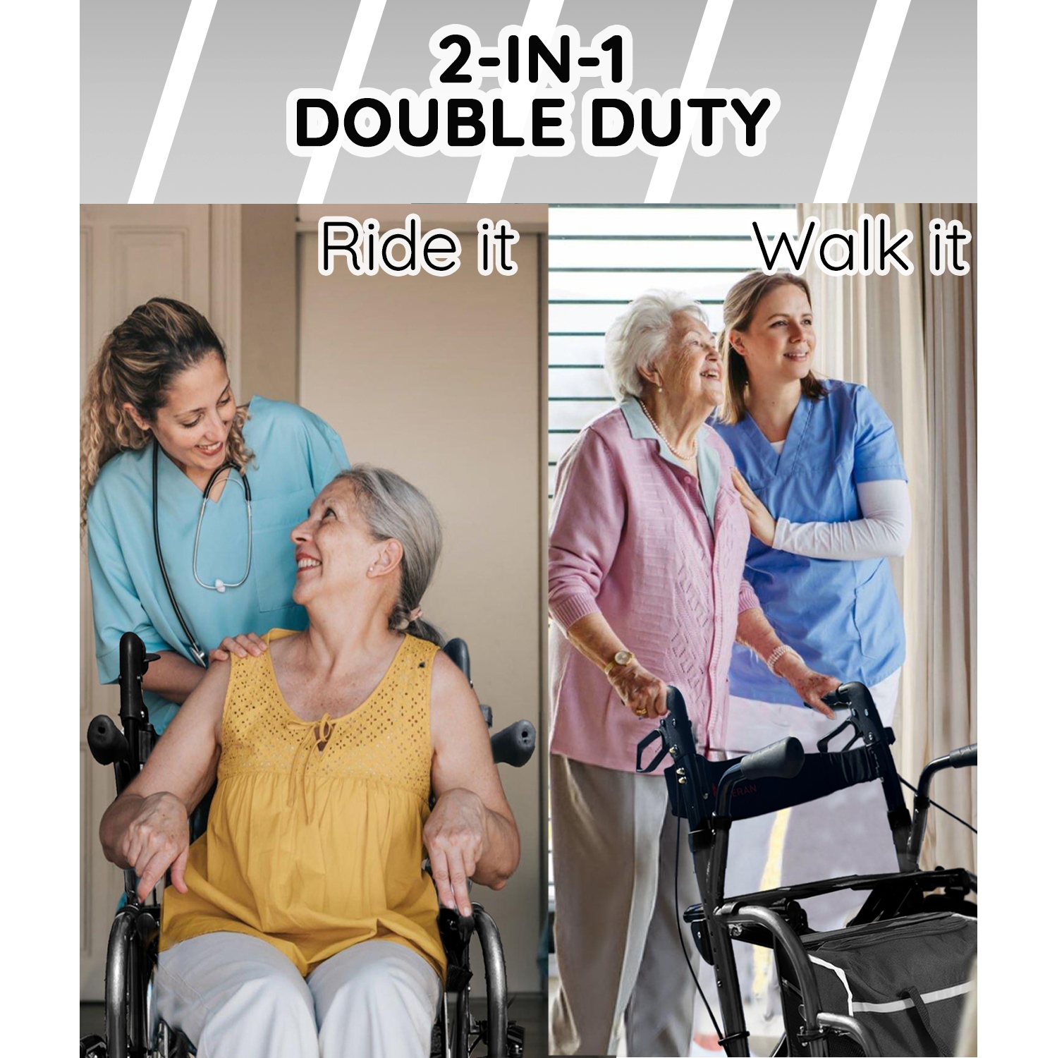 Déambulateur léger à 4 roues de 10 kg avec siège et accoudoirs, 30 cm compacte lorsque plié, rangement pour canne de marche et grand sac,