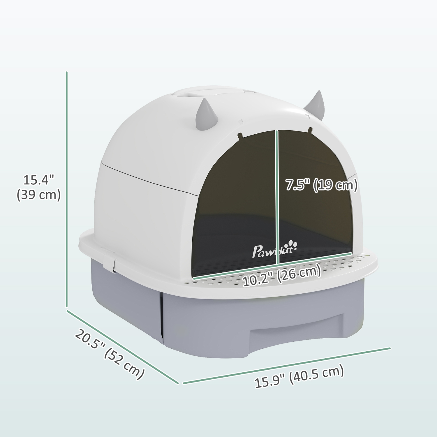 PawHut Cat Litter Box with Lid, Drawer Style Enclosed Kitty Litter Box with Front Door Flap, Scoop, Handle, Easy Clean, Cat Litter Tray for Small and
