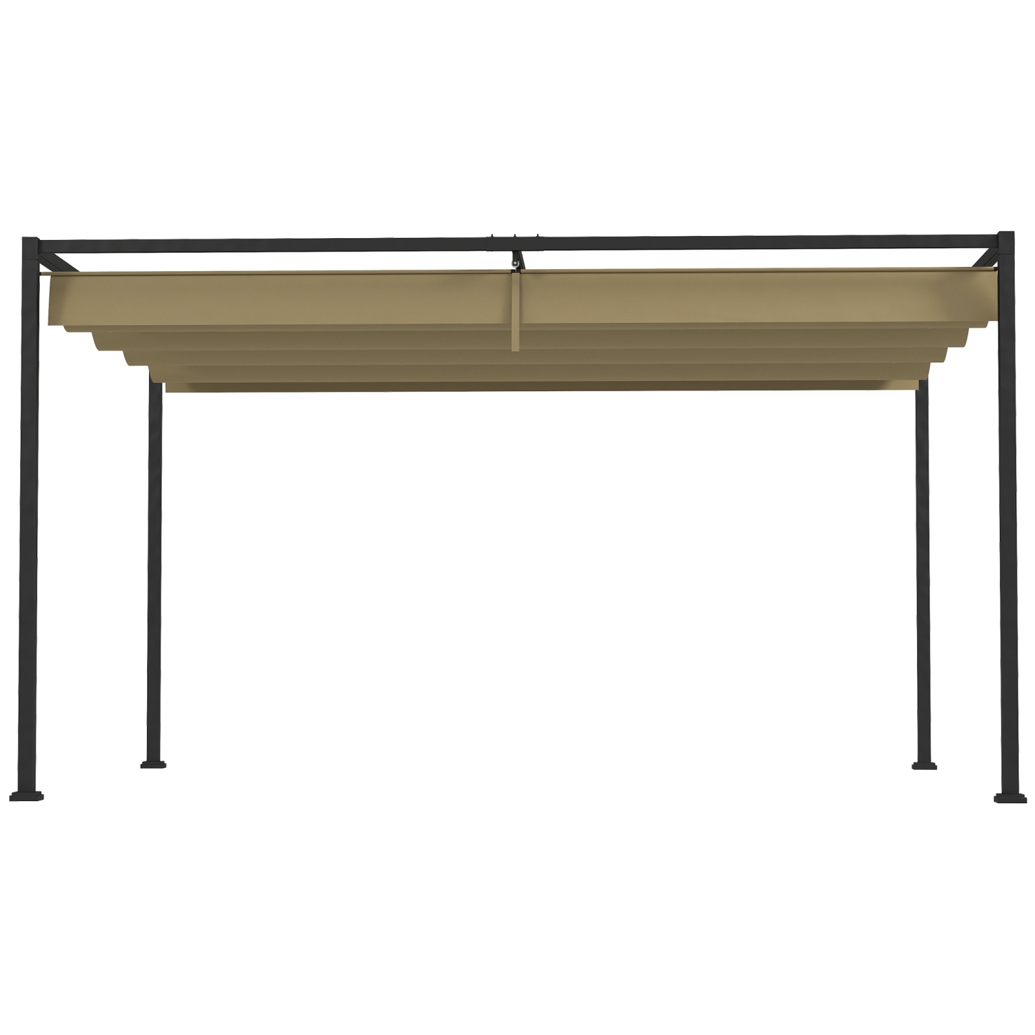 Outsunny 13' x 10' Patio Pergola with Retractable Canopy, Outdoor Sun Shelter, Yard Shade, Khaki