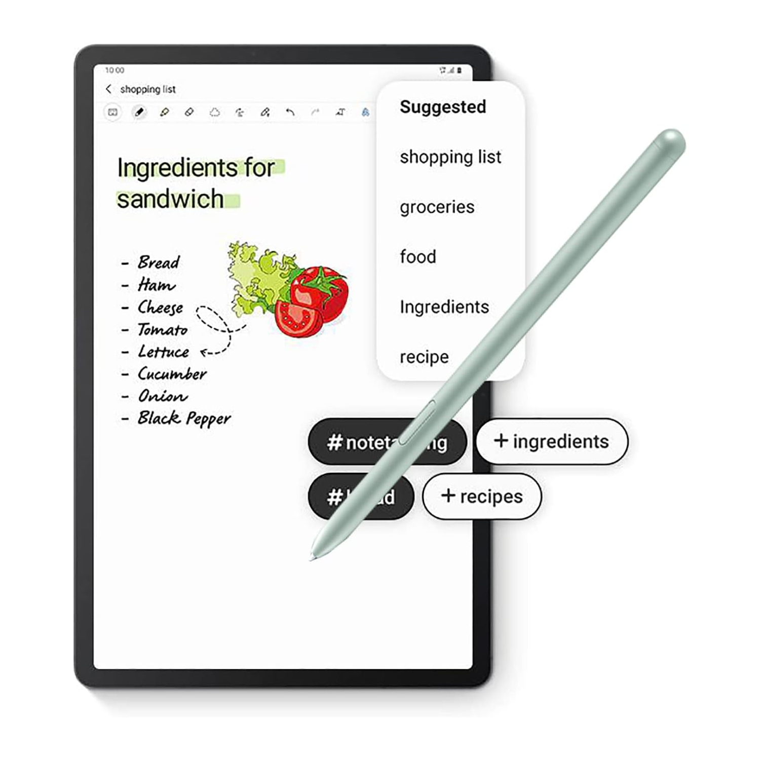 Tab S7 FE Pen Replacement Pointer Stylus Pen for Samsung Galaxy Tab S7,Tab S7+ Plus,Tab S7 FE S Pen Stylus with Tips/Nibs (Green)