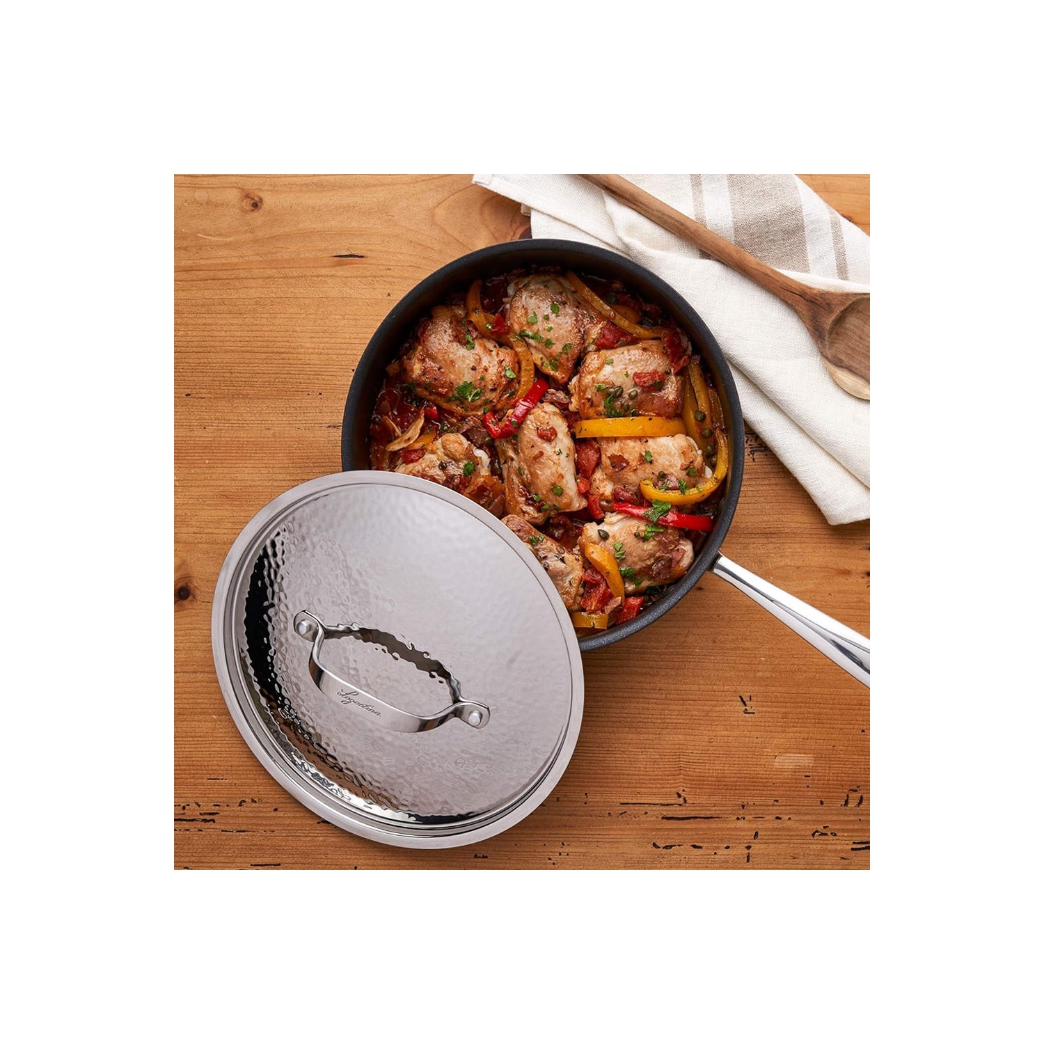 Lagostina H9049564 Nera Hard Anodized NonStick Hammered Lid 12" Fry Pan