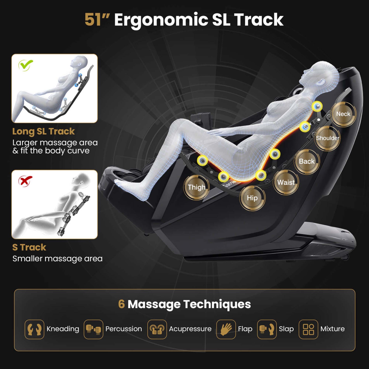 Costway 4D Full Body Massage Chair with Heater & Airbag Massage Calf & Foot Rollers