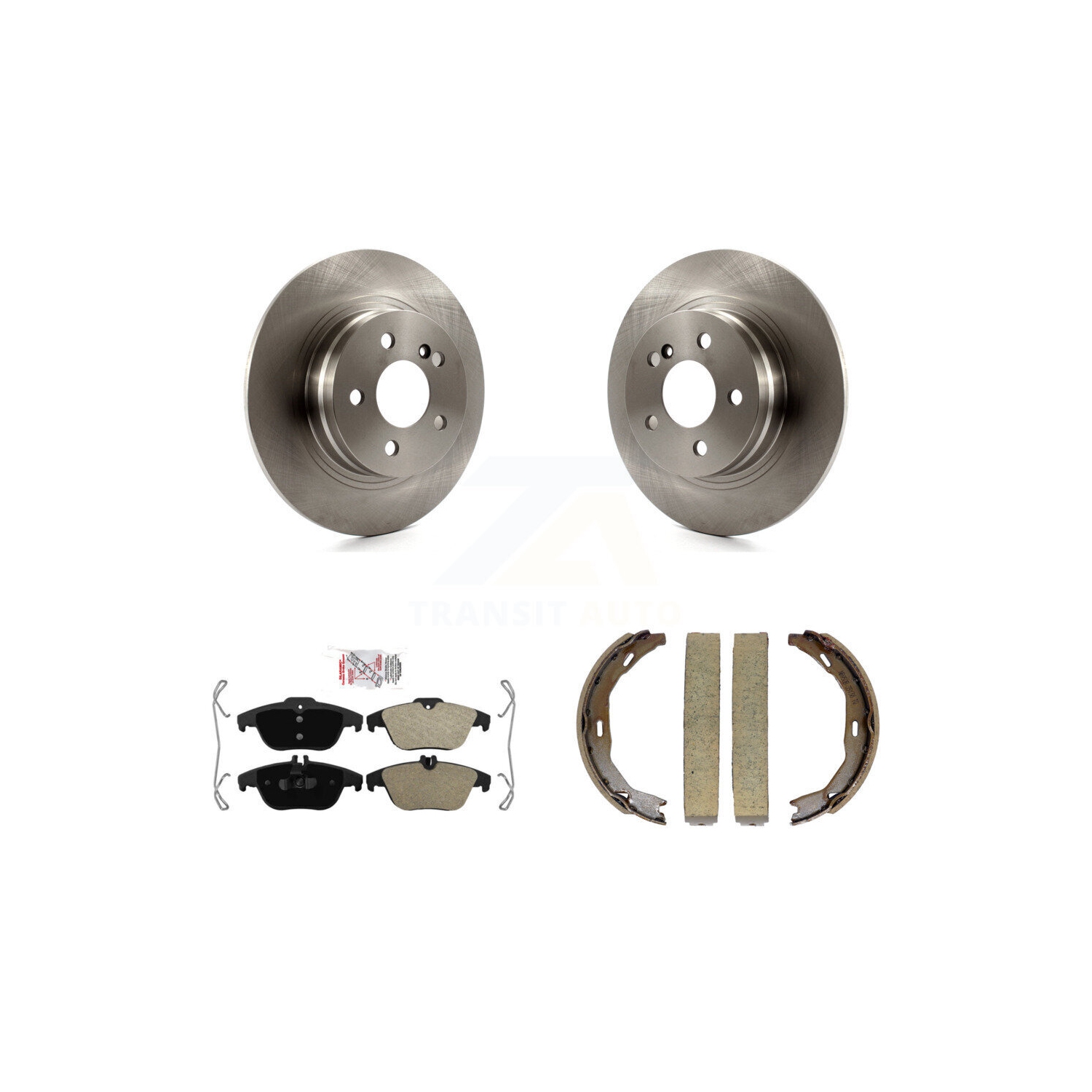 Rear Disc Rotors Semi-Metallic Pads & Parking Shoes Kit For Mercedes-Benz C300 C250 C230 K8A-108561