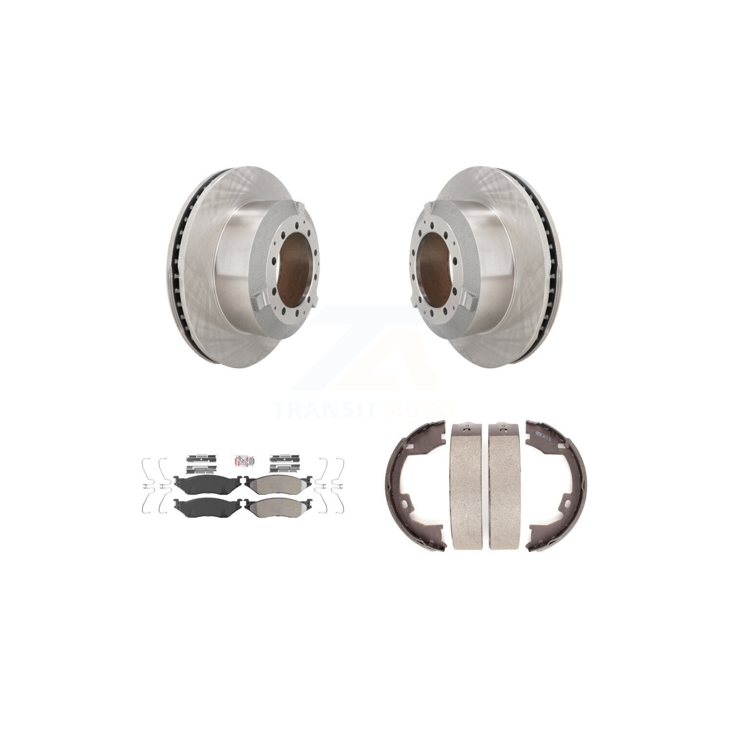 Rear Disc Rotors Semi-Metallic Pads Parking Shoes Kit For Ford F-450 Super Duty IC LCF AE K8A-108314