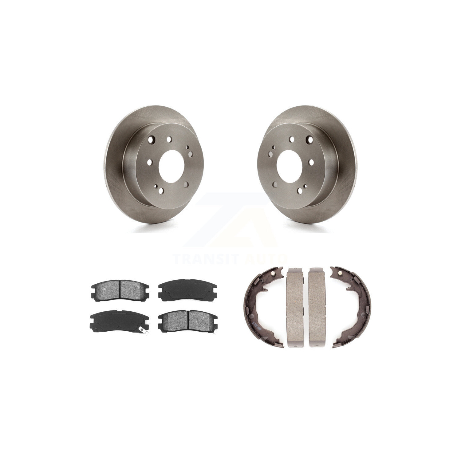 Rear Disc Rotors Semi-Metallic Pads Parking Brake Shoes Kit For Mitsubishi Eclipse Galant K8S-104465