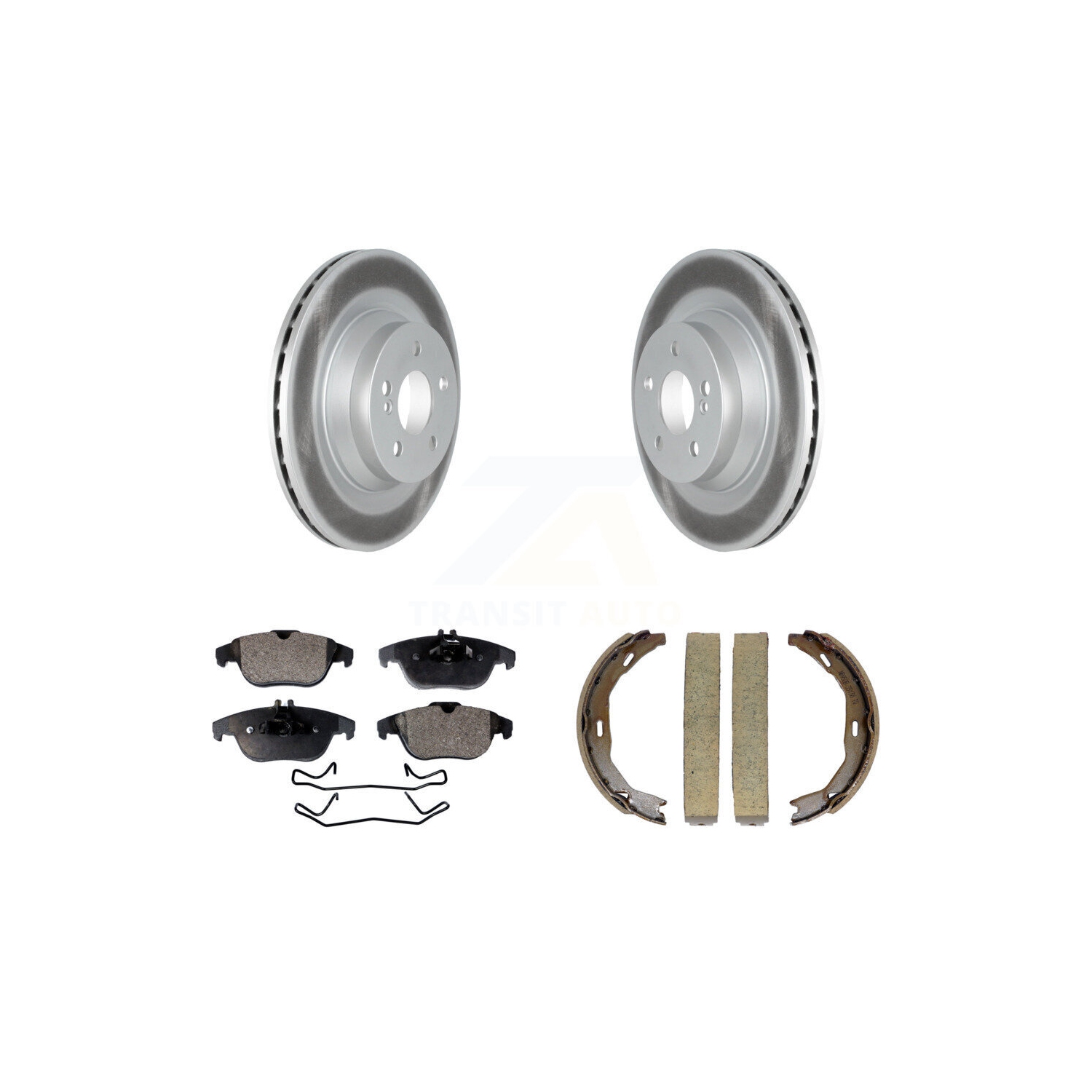 Rear Disc Coated Rotors Ceramic Pads And Parking Brake Shoes Kit For Mercedes-Benz E550 KGT-103933