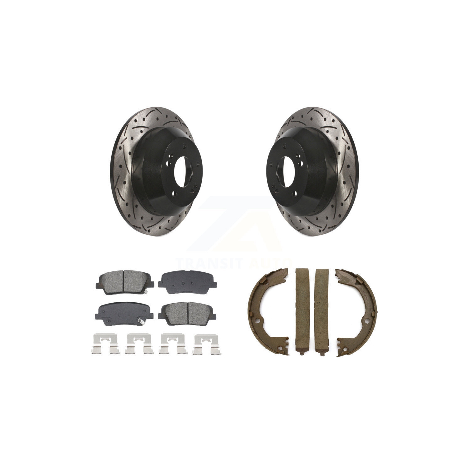 Ensemble de patins de stationnement semi-métalliques à disque perforé et rainuré pour Hyundai Santa KDS-101321