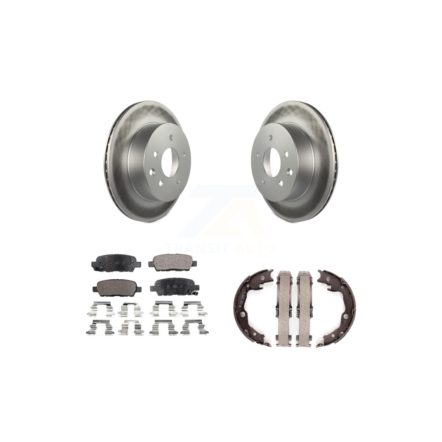 Rear Disc Coated Rotors Ceramic Pads Parking Shoes Kit For Nissan Rogue LEAF Juke Select KGT-103856