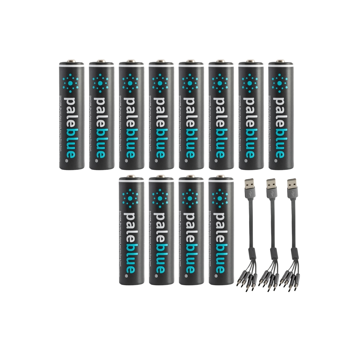 Piles AAA rechargeables par USB bleu pâle, 600&nbsp;mAh au lithium-ion 1,5&nbsp;V, recharge rapide en 60 minutes, paquet de 4 avec indicateur de