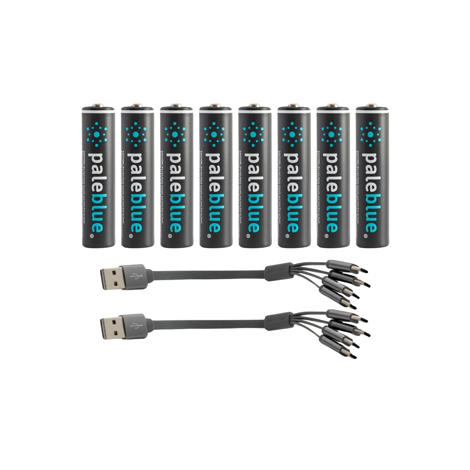 USB Rechargeable AAA Batteries by Pale Blue, Lithium Ion 1.5V 600mAh, Fast Charging in 60 Minutes, 8-Pack with LED Charge Indicator