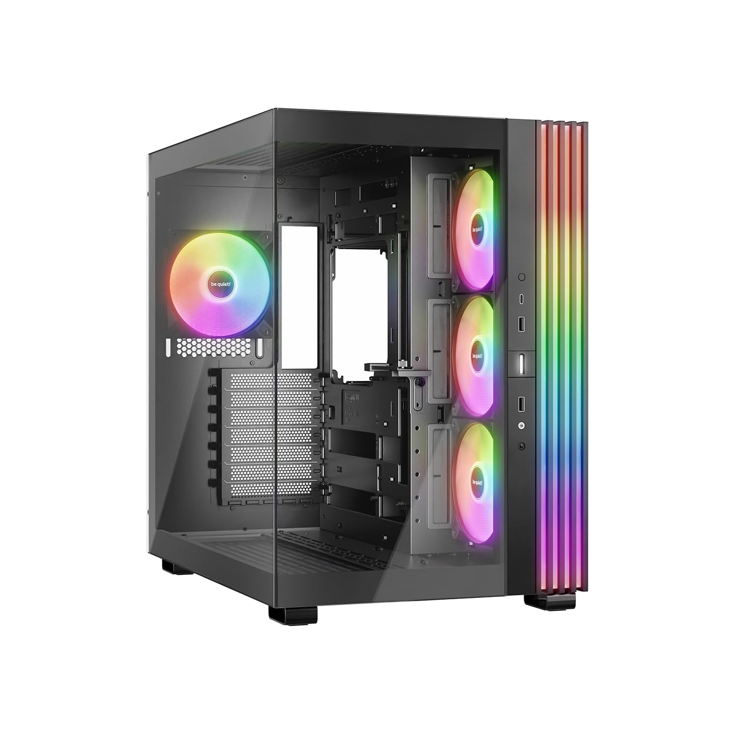 be quiet! Light Base 600 LX Black PC Case, Stunning Panoramic View, Show Case, Dual Chamber Design, Solid ARGB LED Strip, 4 Light Wings LX PWM Fans,
