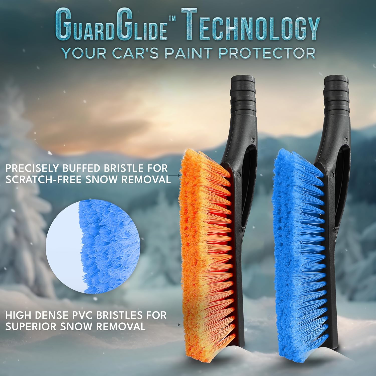 27" Car Snow Brush and Ice Scrapers for Car Windshield | Scratch Free Bristle Head Snow Brush & Tough Window Snow Scraper with Aluminum Body | Snow