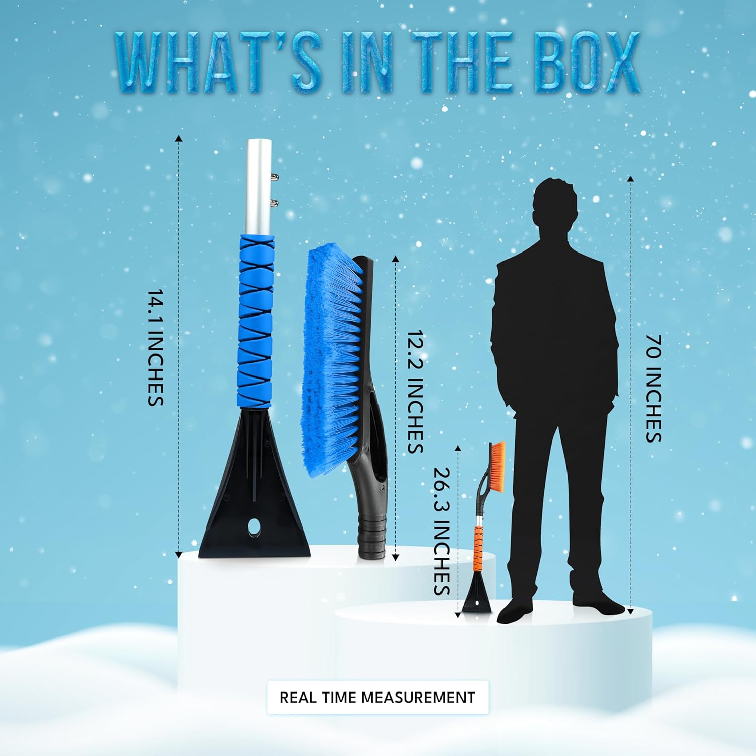 27" Car Snow Brush and Ice Scrapers for Car Windshield | Scratch Free Bristle Head Snow Brush & Tough Window Snow Scraper with Aluminum Body | Snow