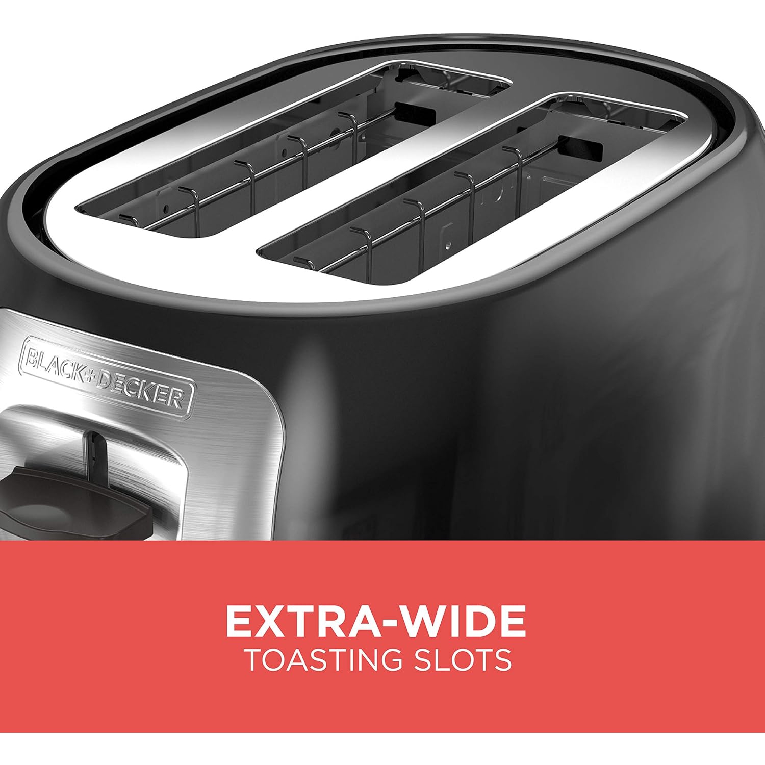 2-Slice Extra Wide Slot Toaster, Classic Oval, Black with Stainless Steel Accents