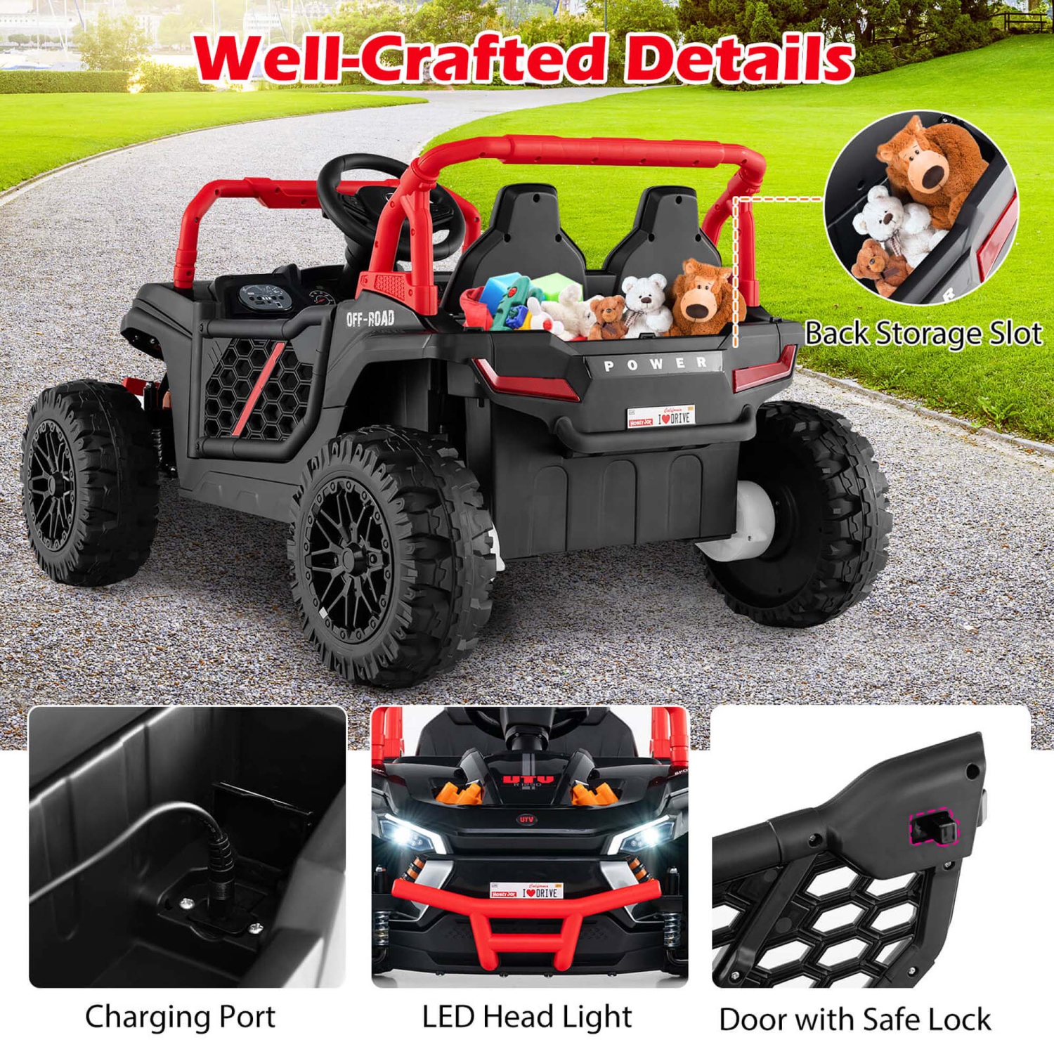 Costway 12V Kids Ride on Truck with Parental Remote 3 Speeds & Reverse Forward Function