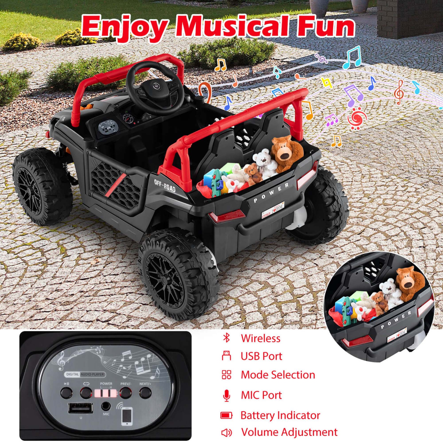 Costway 12V Kids Ride on Truck with Parental Remote 3 Speeds & Reverse Forward Function