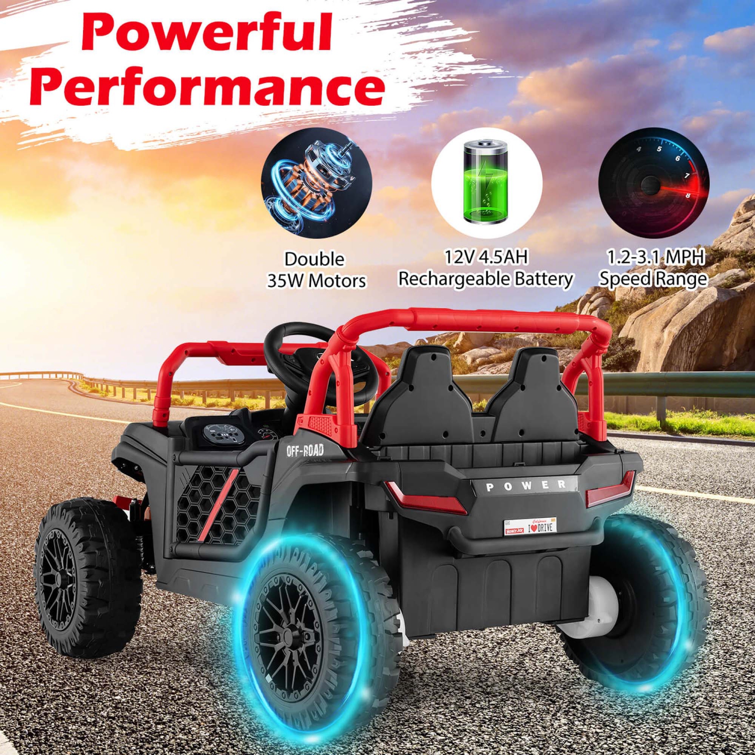 Costway 12V Kids Ride on Truck with Parental Remote 3 Speeds & Reverse Forward Function