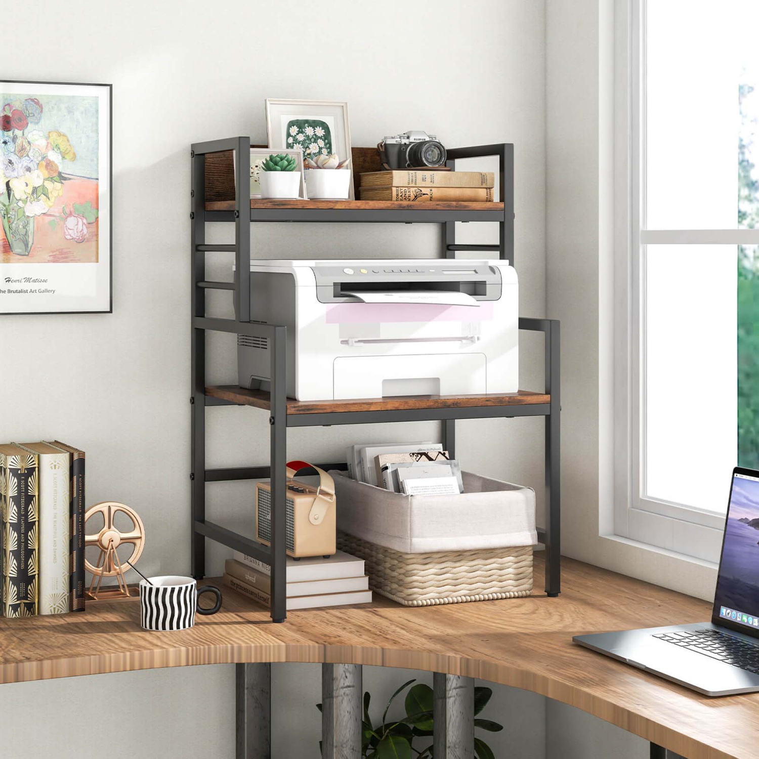 Costway 3-Tier Microwave Stand with Storage Shelves Heavy-Duty Metal Frame Rack Organizer