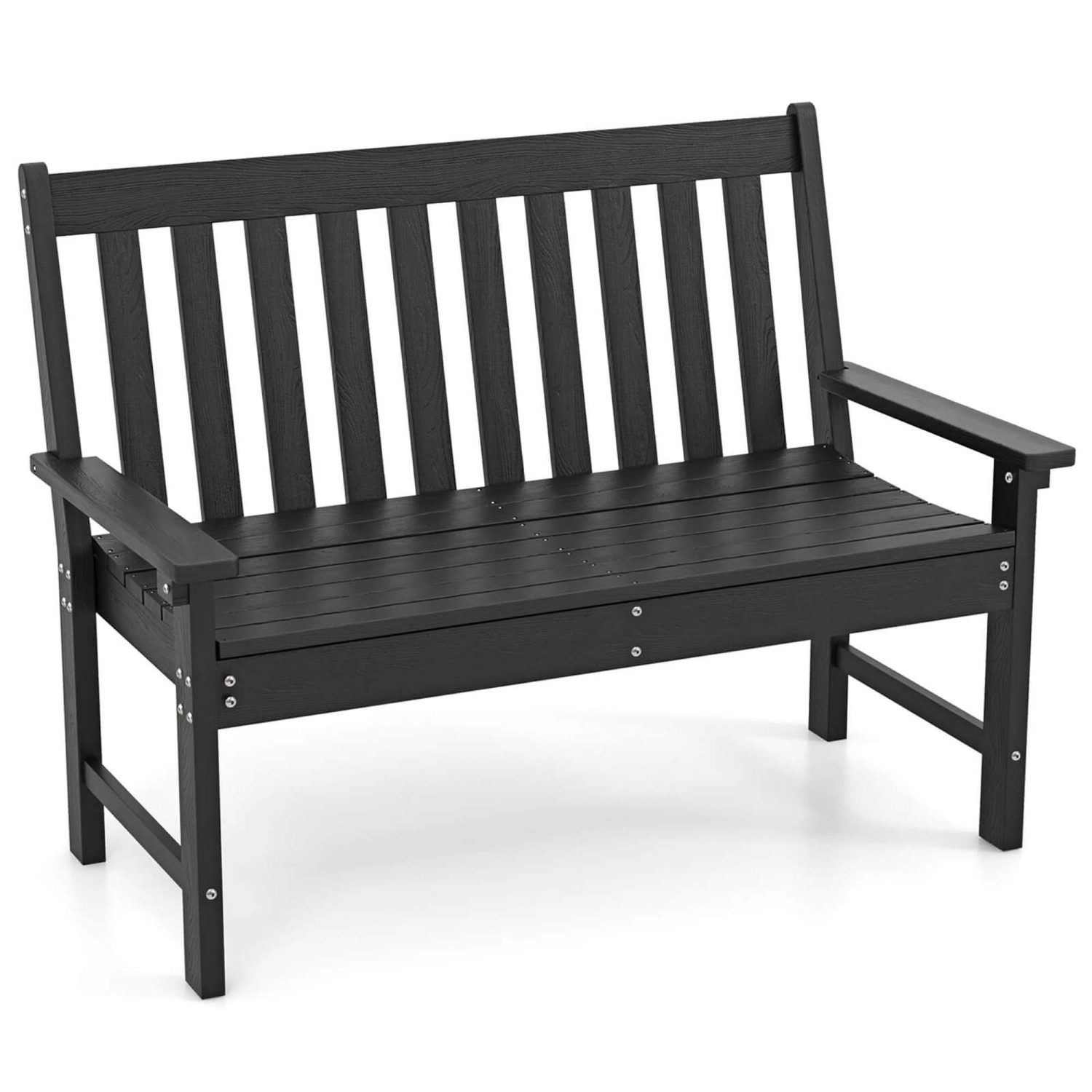 Costway Garden Bench All-Weather HDPE 2-Person Outdoor Bench for Front Porch Backyard