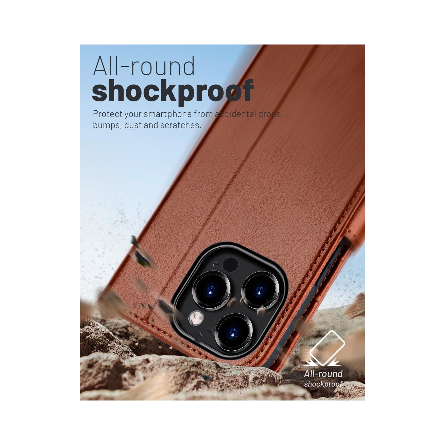 Étui portefeuille pour iPhone 16 Pro, étui folio à rabat en cuir PU de qualité supérieure avecfente pour carte, support et fermeture magnétique, étui