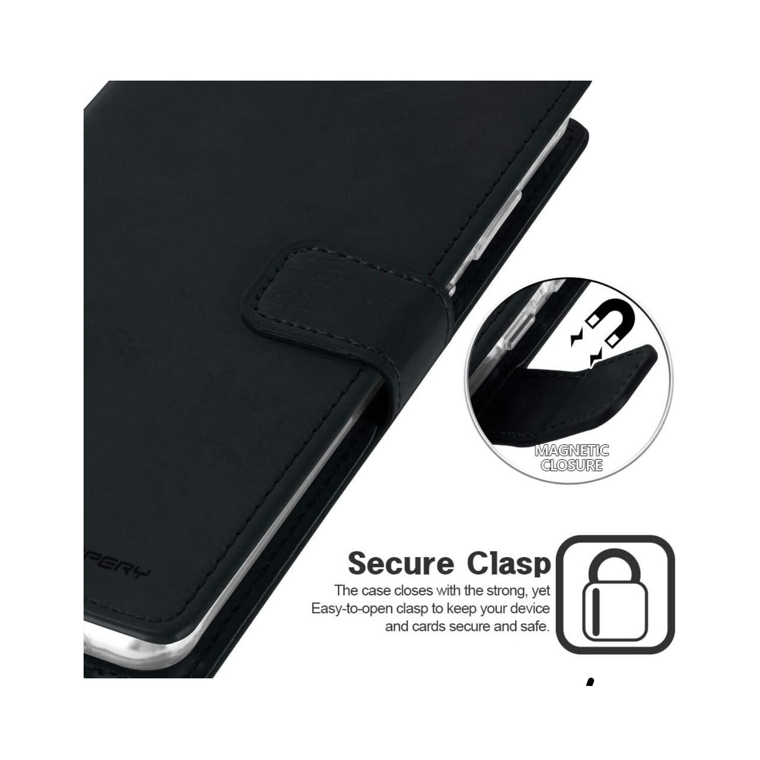 Étui portefeuille pour iPhone 16 Pro, étui folio à rabat en cuir PU de qualité supérieure avecfente pour carte, support et fermeture magnétique, étui