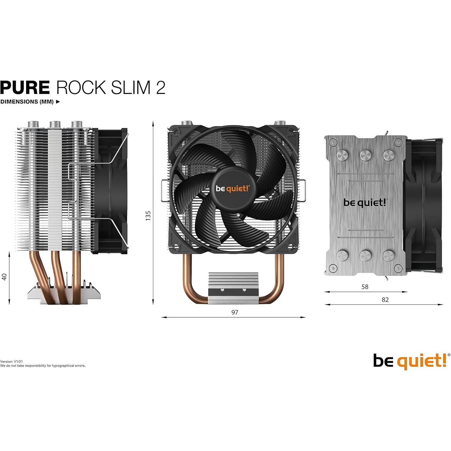 be quiet! BK030 Pure Rock Slim 2, 130W TDP, CPU Cooler