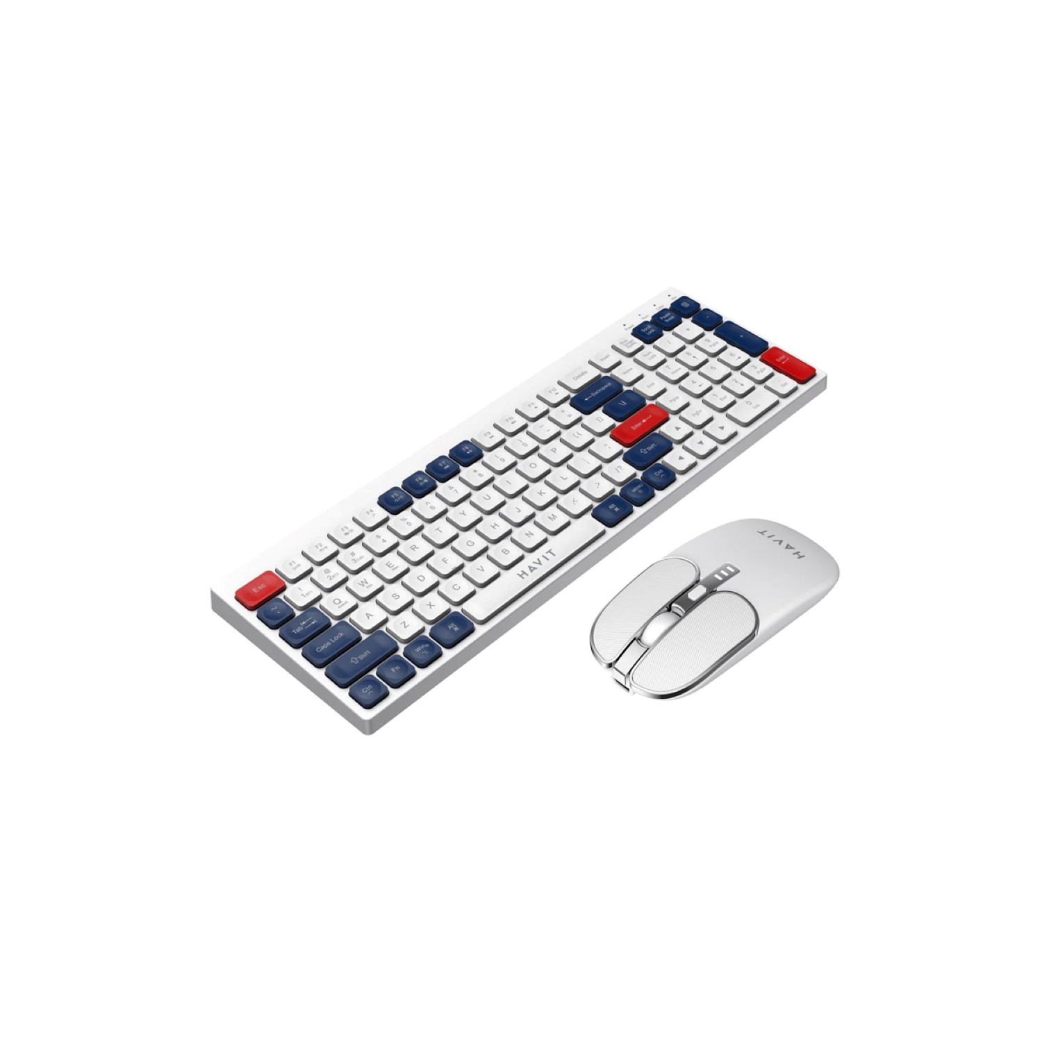 HAVIT KB830WB Dual-Mode Wireless 2.4Ghz + Bluetooth V5.1 keyboard and Mouse Combo Set_White