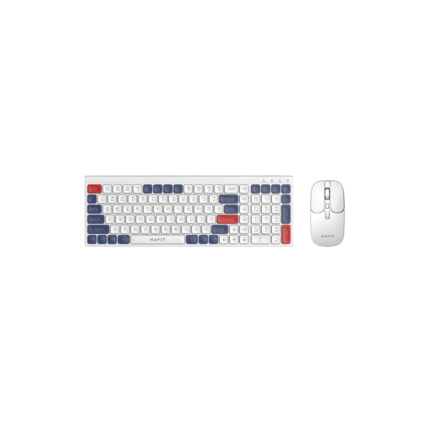 HAVIT KB830WB Dual-Mode Wireless 2.4Ghz + Bluetooth V5.1 keyboard and Mouse Combo Set_White
