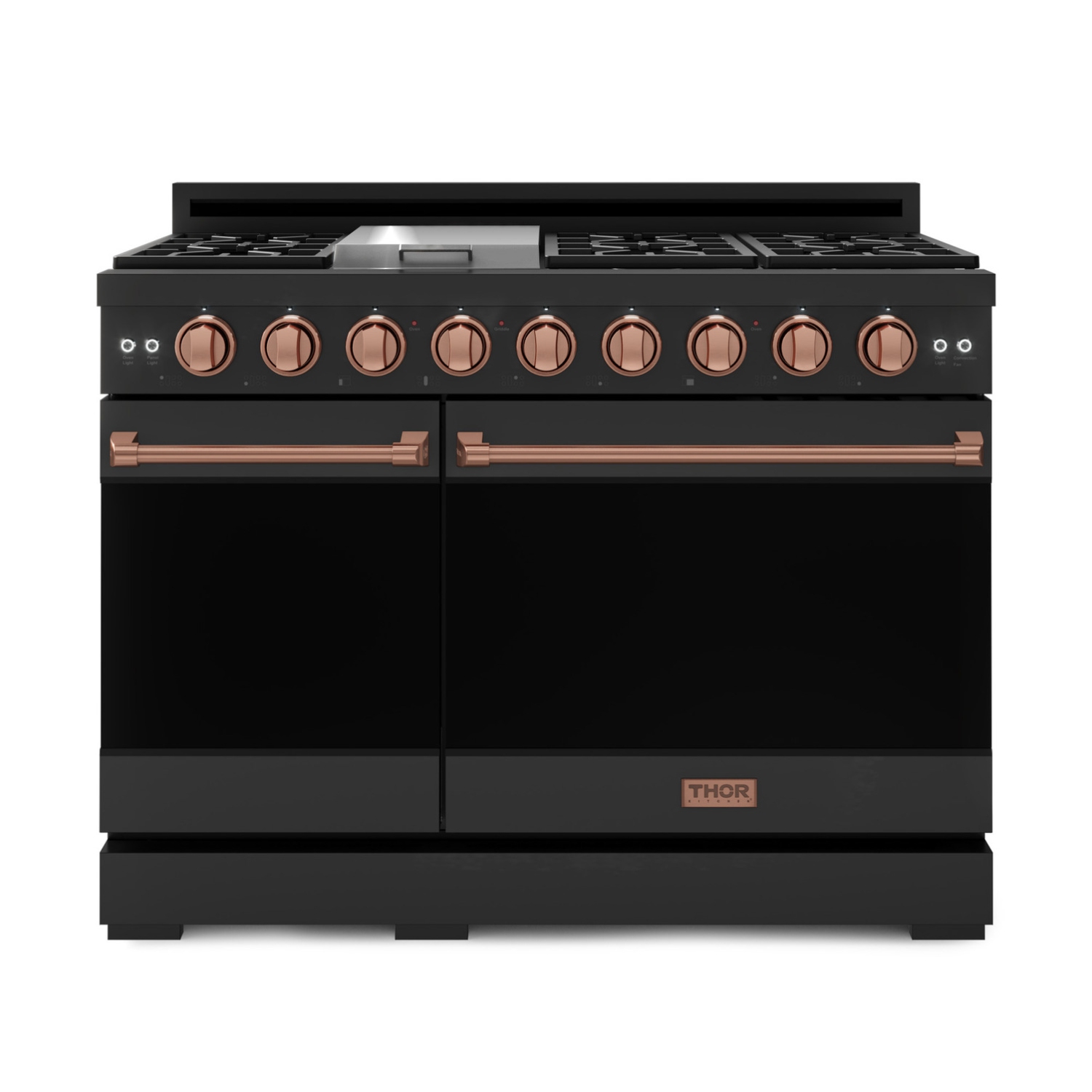 Gordon Ramsay by THOR Kitchen 48 Inch Professional Gas Range with Double Oven in Black/Rose Gold
