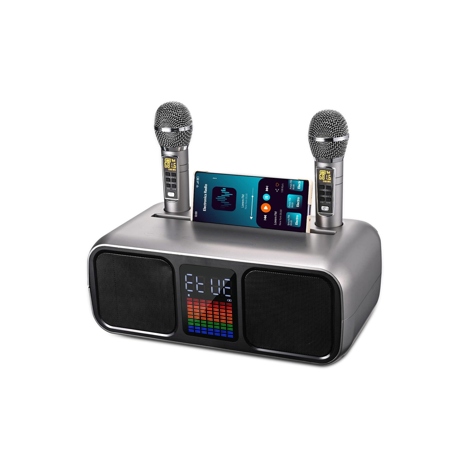 axGear Karaoke Machine Portable Bluetooth Speaker w/ Wireless Microphone Party