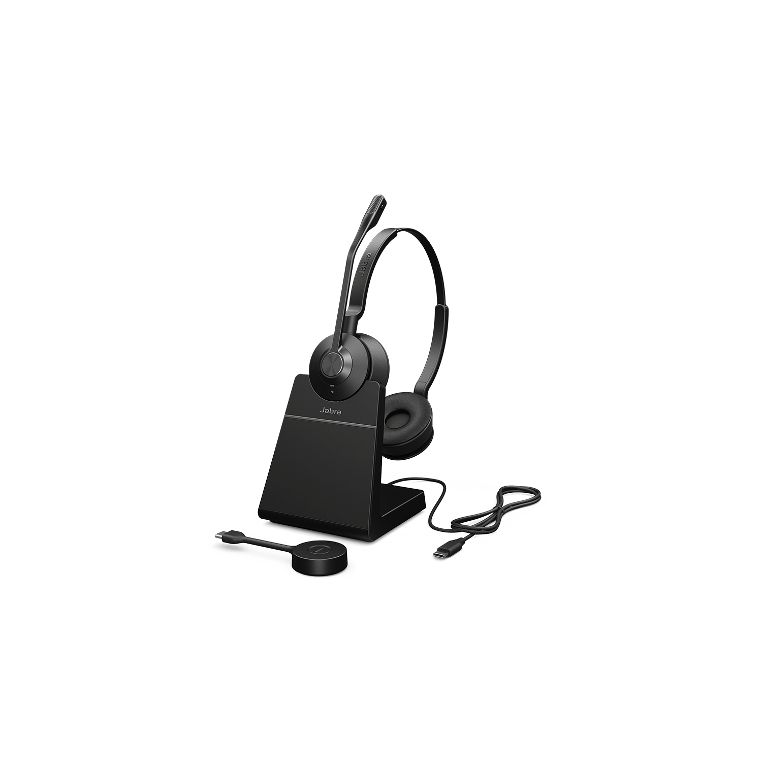 Jabra Engage 55 SE On-Ear Noise Cancelling Wireless USB-A MS Mono Headset with Stand - Black