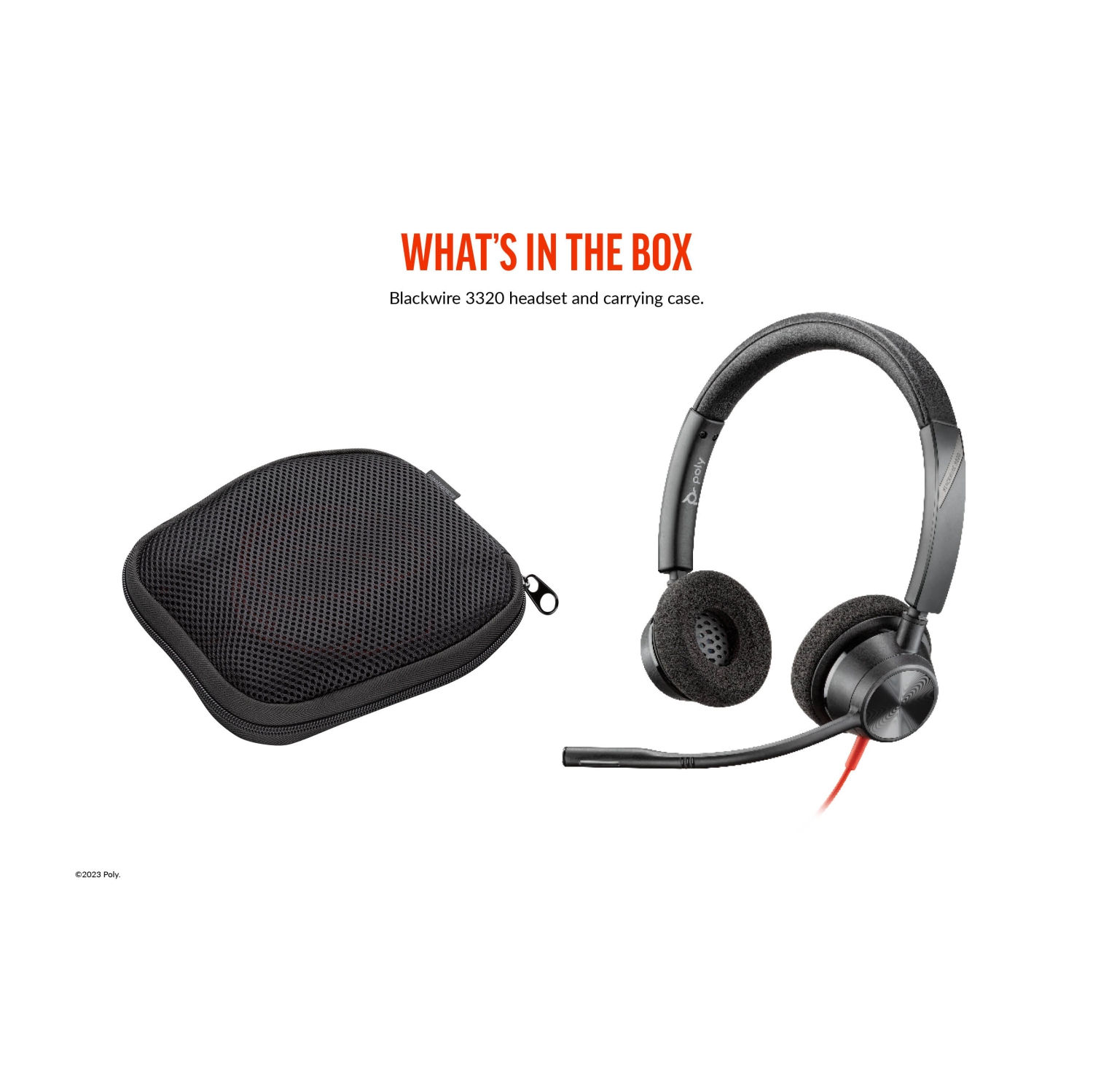 Casque d'écoute stéréo USB-C à suppression du bruit Poly Blackwire 3320 de HP avec micro - Noir