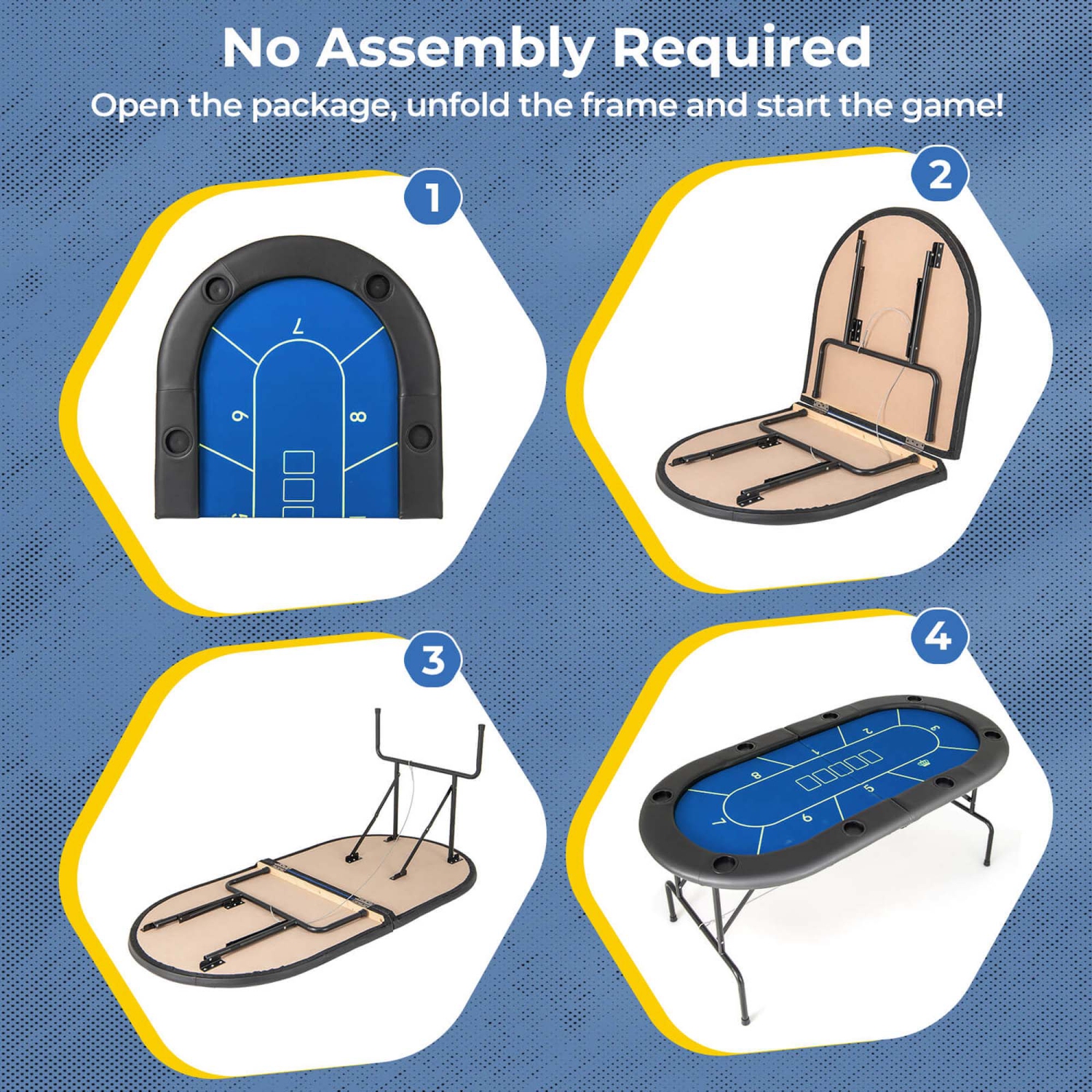 Table de jeu de cartes Costway 8 Players avec surface en feutre de qualité casino de 8 porte-gobelets