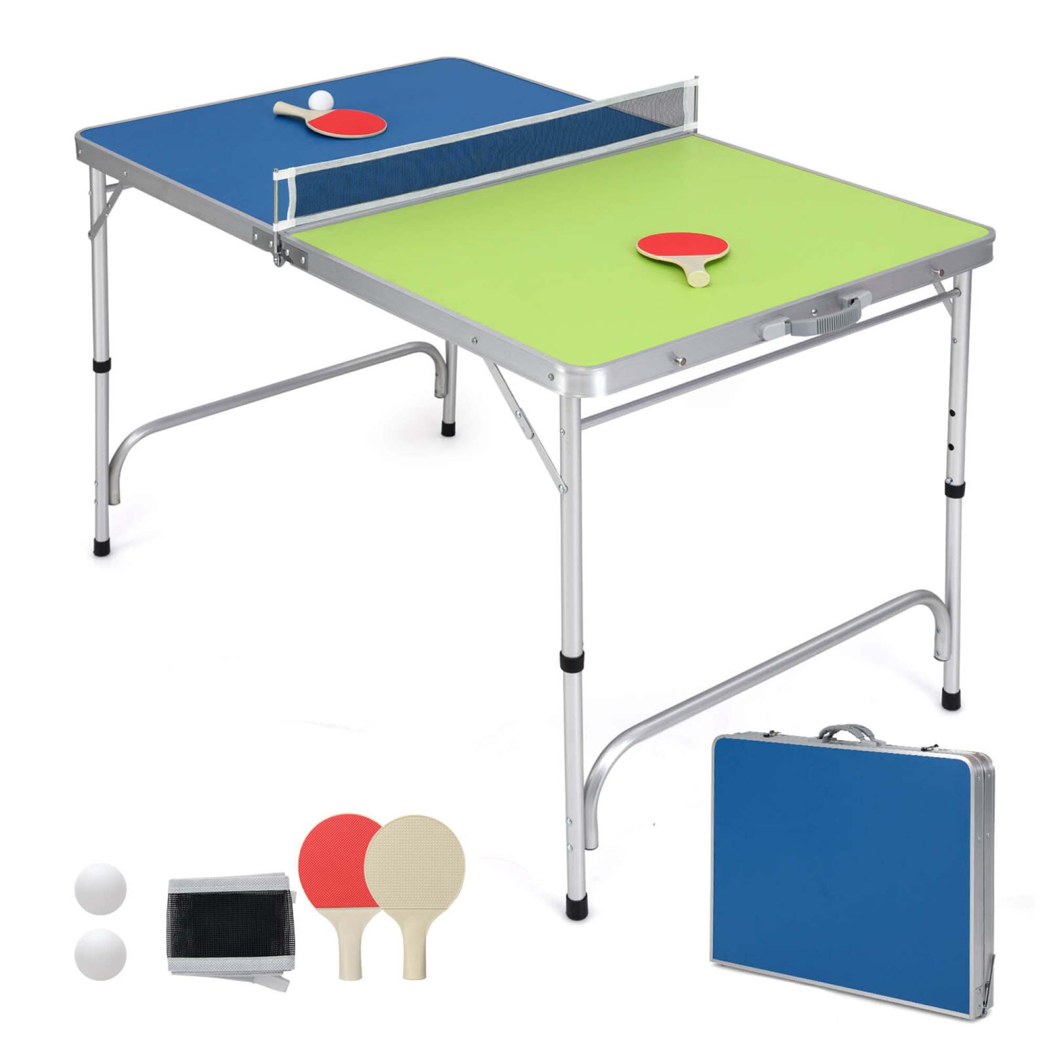 Costway 47" x 30" Mini Table Tennis Table with Adjustable Height for Indoor Outdoor