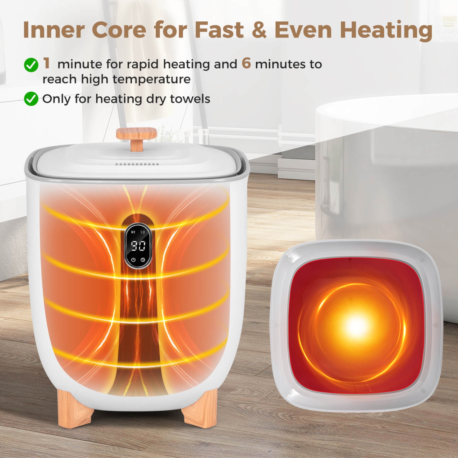 Costway Towel Warmer for Bathroom with 2 Heat Levels Timer Auto Shut off Towel Heater