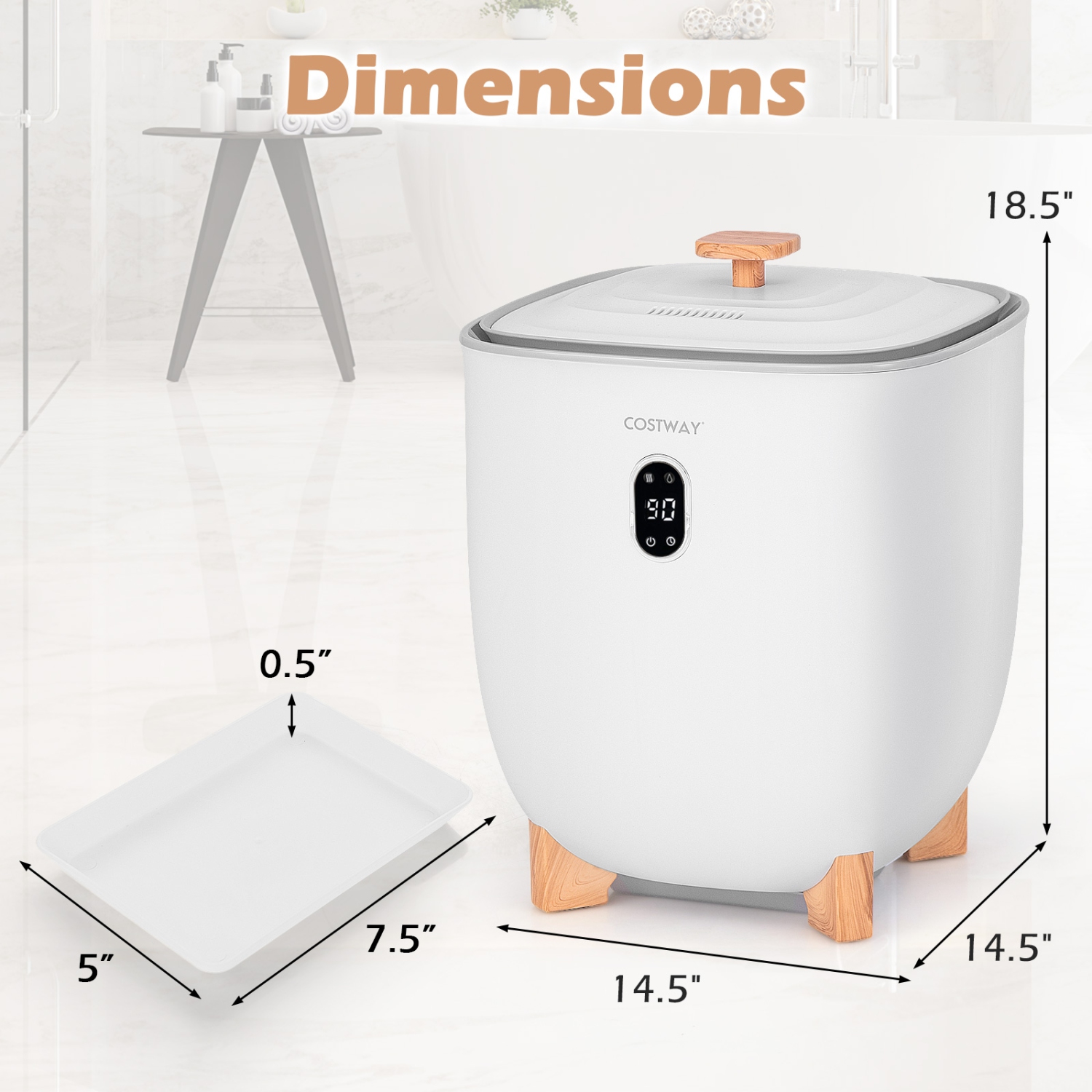 Chauffe-serviettes amélioré 20&nbsp;L de Costway pour salle de bain avec chaufferette CTP et 2 porte-disques parfumés