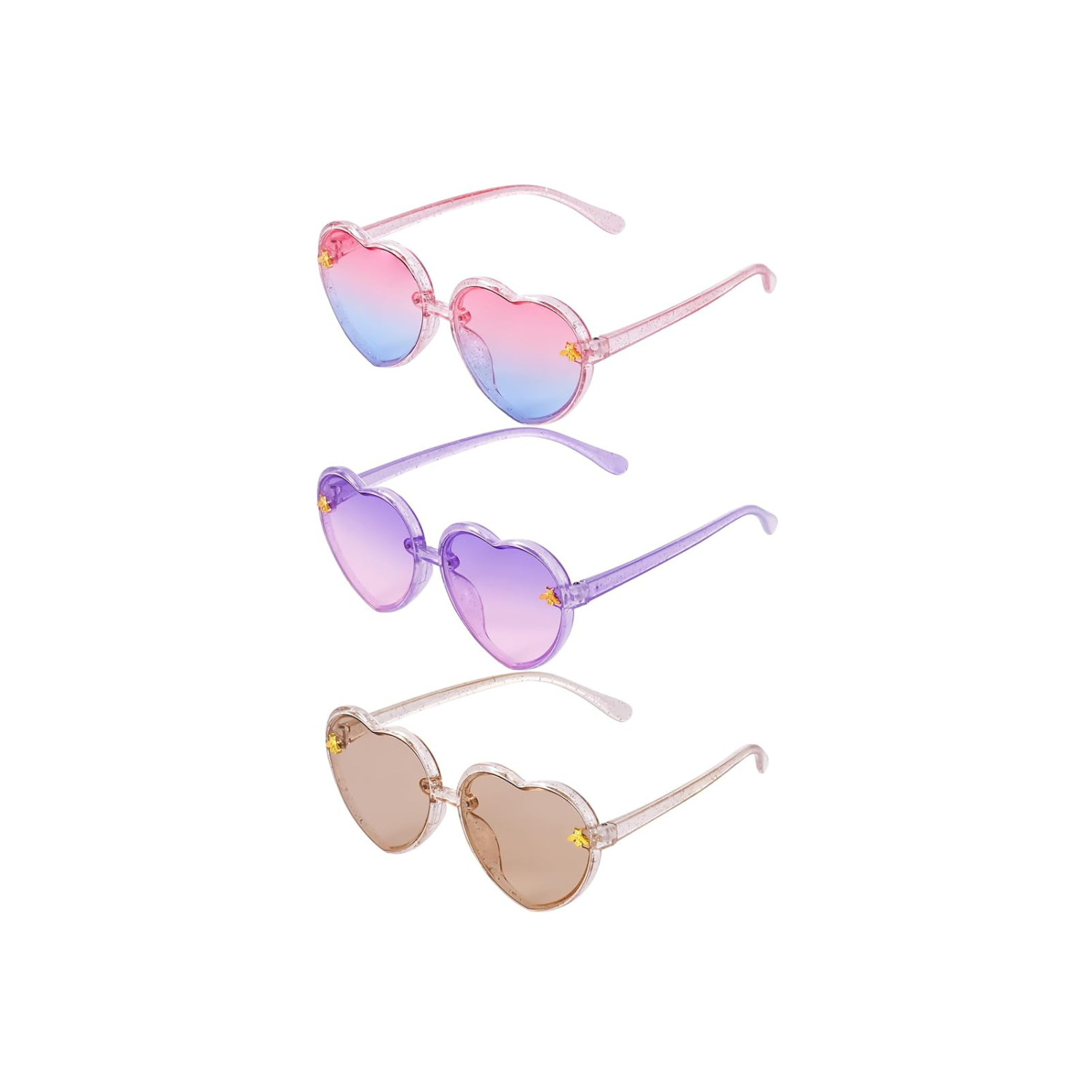 3 Pieces Kids Heart Shaped Sunglasses Stylish Cute Bee Sunglasses for Toddler Girls Age 3-10 Outdoor Beach Eyewear