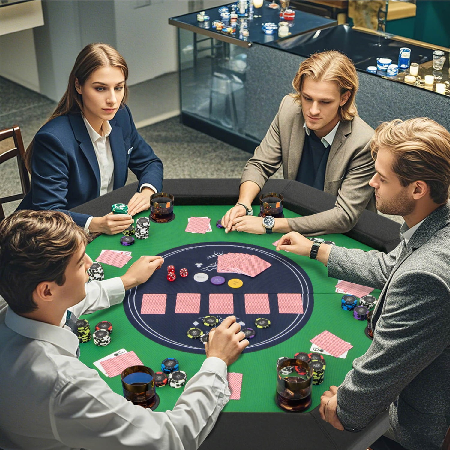 Table de poker pliable de 48&nbsp;po de Costway pour table Blackjack Texas Hold'em portative de 8 joueurs