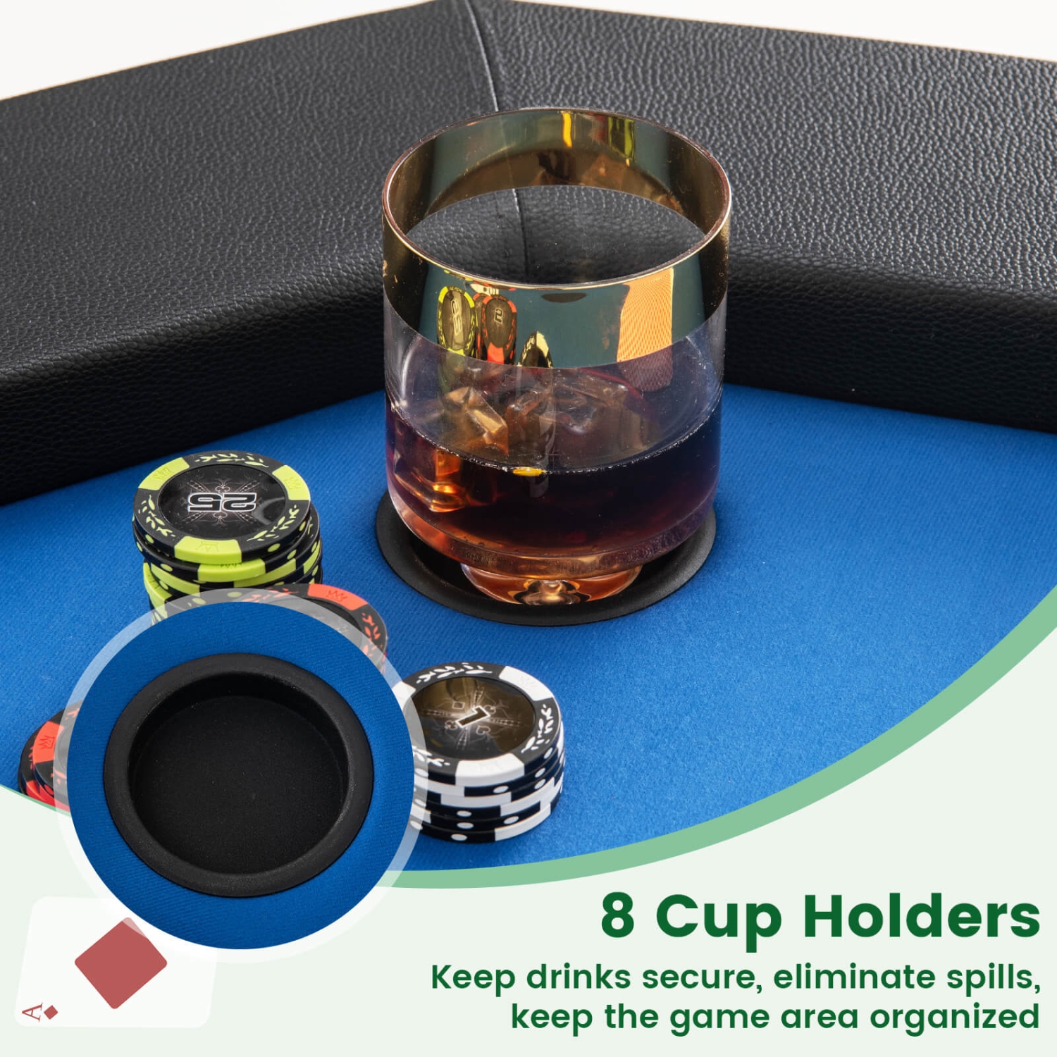 Table de poker pliable de 48&nbsp;po de Costway pour table Blackjack Texas Hold'em portative de 8 joueurs